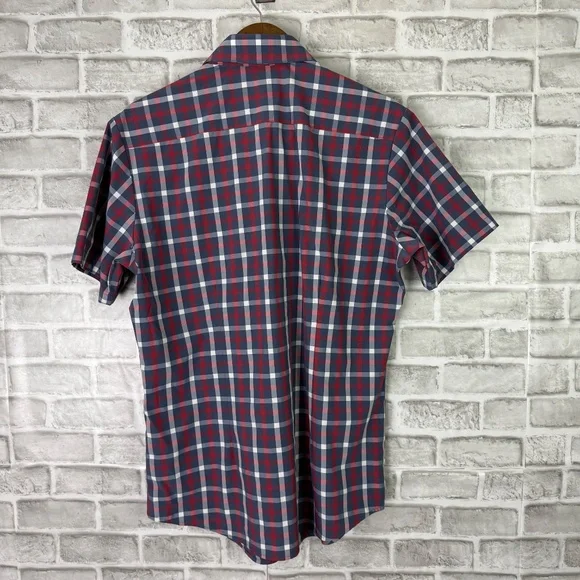 Mizzen+Main Performance Stretch Patriotic Plaid Casual Button Shirt LARGE TRIM - Picture 5 of 8